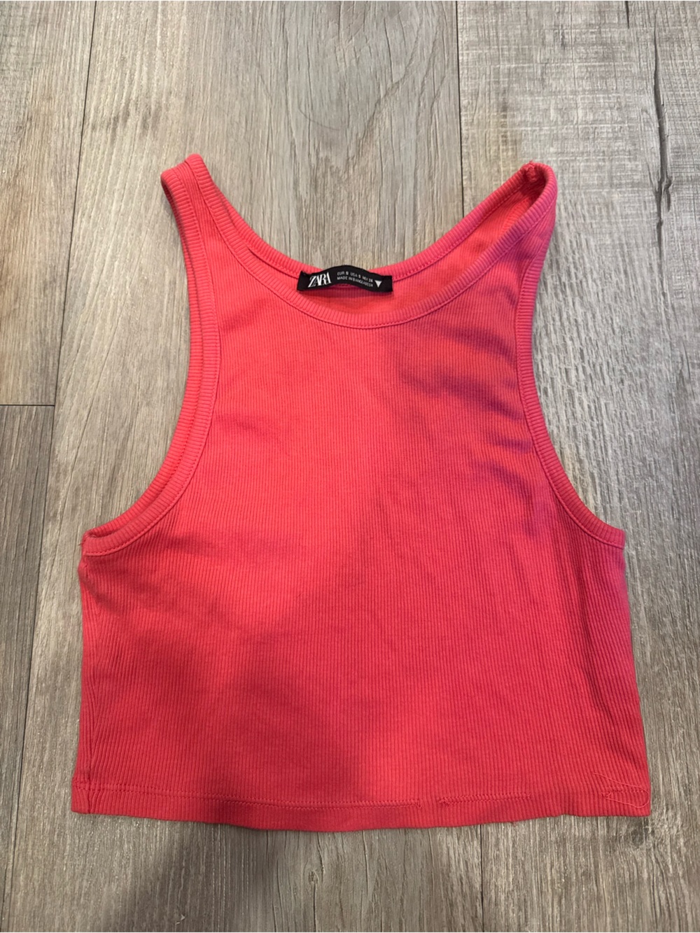 ZARA Pink Ribbed Cropped Tank Top